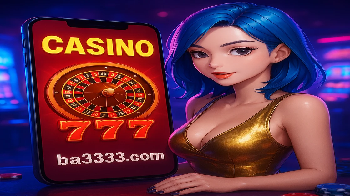 একটি প্রাণবন্ত, অ্যানিমেটেড চরিত্র যার নীল চুল রয়েছে, ba333 অনলাইন গেমিং প্ল্যাটফর্মটি মোবাইল স্ক্রিনে ইন্টারঅ্যাক্ট করছে এবং নানা রঙিন গেমের মধ্য থেকে একটি নির্বাচন করছে।